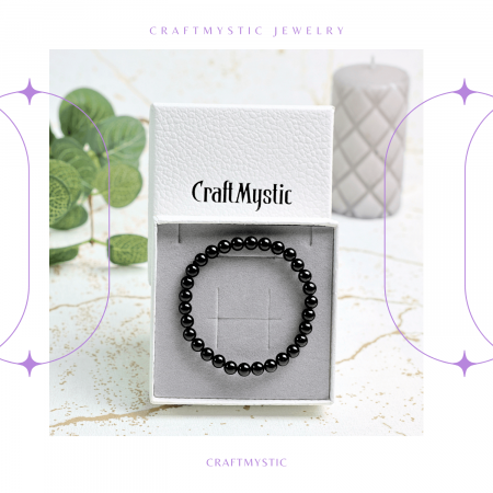 Bratara Elastica cu Margele de Turmalina Neagra de 6mm – Talisman Protector si Stilat [6]