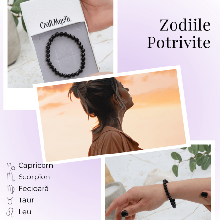 Bratara Elastica cu Margele de Turmalina Neagra de 6mm – Talisman Protector si Stilat [1]