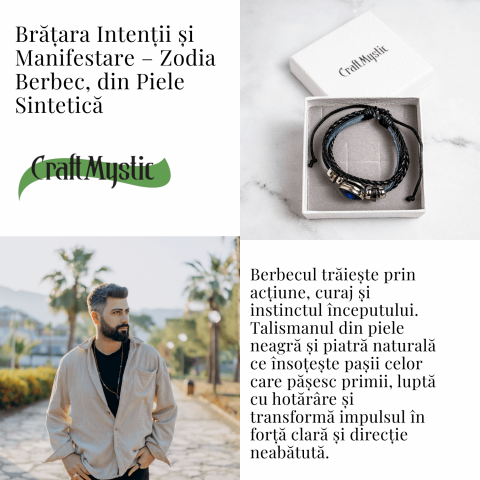 Bratara Zodiacala ajustabila din Piele Sintetica cu Cabochon Rotund – Simbol Astrologic Personalizat pentru Energie si Identitate Astrala [5]