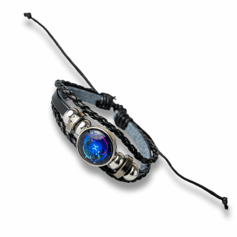 Bratara Zodiacala ajustabila din Piele Sintetica cu Cabochon Rotund – Simbol Astrologic Personalizat pentru Energie si Identitate Astrala [11]