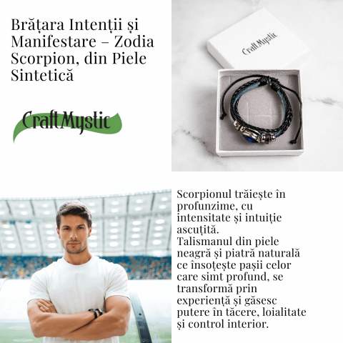 Bratara Zodiacala ajustabila din Piele Sintetica cu Cabochon Rotund – Simbol Astrologic Personalizat pentru Energie si Identitate Astrala [47]