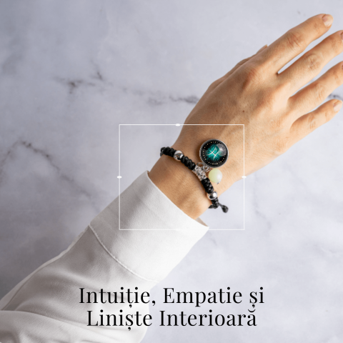 Bratara Zodiacala Ajustabila din Sfoara Cerata si Piele Sintetica – Cabochon Rotund cu Semn Zodiacal si Bila Fosforescenta [1]