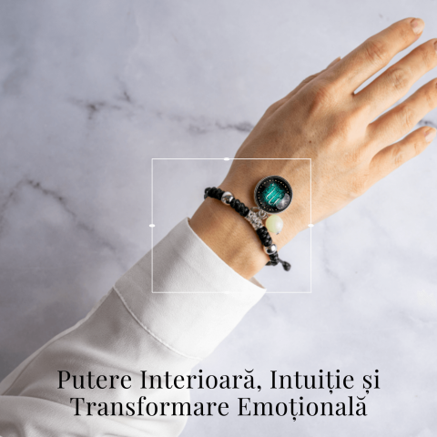 Bratara Zodiacala Ajustabila din Sfoara Cerata si Piele Sintetica – Cabochon Rotund cu Semn Zodiacal si Bila Fosforescenta [1]