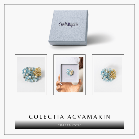 Brosa Fluture din Aliaj si Pietre Naturale de Acvamarin - Simbol al Linistii si Claritatii [8]
