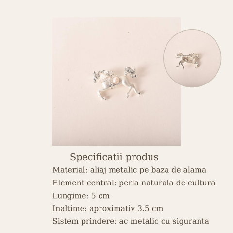 Brosa Cal cu Perla Naturala – Martisor Elegant si Cadou Rafinat [4]