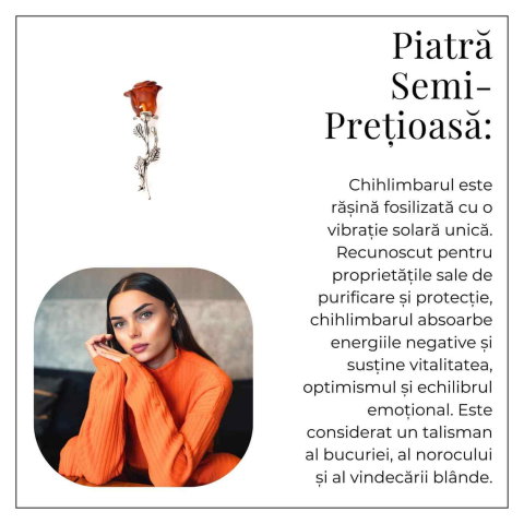 Brosa din Argint 925 cu Chihlimbar Natural – Trandafir al Luminii Calde [6]