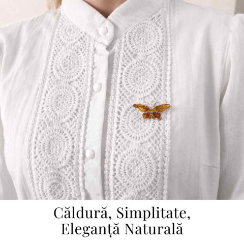 Brosa fluture chihlimbar si argint 925 — detaliu rafinat pentru o prezenta calma [1]