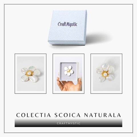 Brosa Floare Alba cu Perla Naturala - Eleganta si Puritate [8]