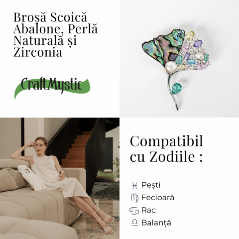 Brosa Scoica Abalone cu Perla Naturala - Eleganta si Protectie Energetica [5]