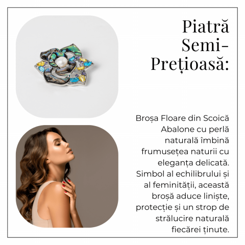 Brosa Floare Abalone cu Perla Naturala - Eleganta si Armonie [4]