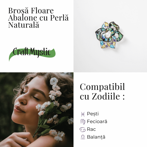 Brosa Floare Abalone cu Perla Naturala - Eleganta si Armonie [3]
