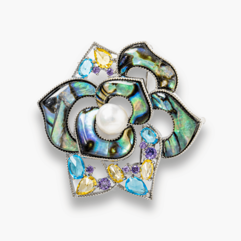 Brosa Floare Abalone cu Perla Naturala - Eleganta si Armonie [5]