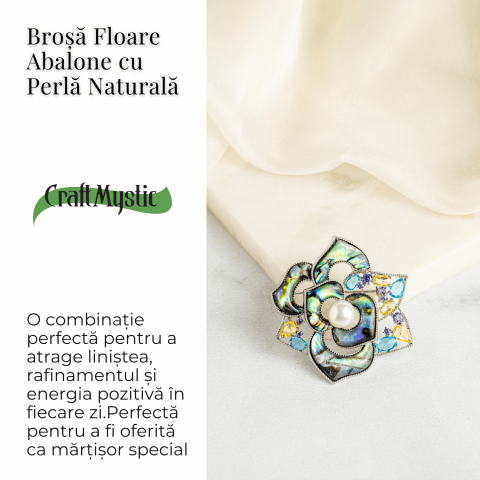 Brosa Floare Abalone cu Perla Naturala - Eleganta si Armonie [2]