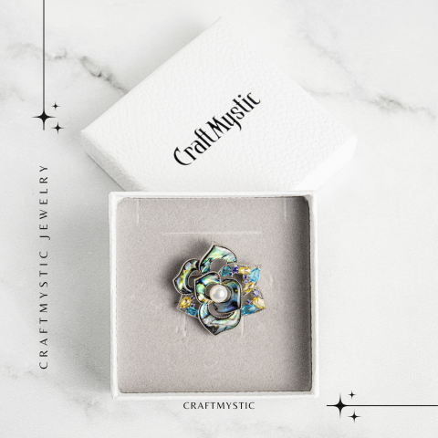 Brosa Floare Abalone cu Perla Naturala - Eleganta si Armonie [7]