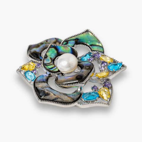 Brosa Floare Abalone cu Perla Naturala - Eleganta si Armonie [6]