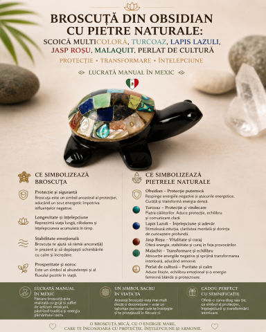 Broscuta Feng Shui din Obsidian Negru Mexican cu Pietre Naturale – Protectie si Noroc [6]