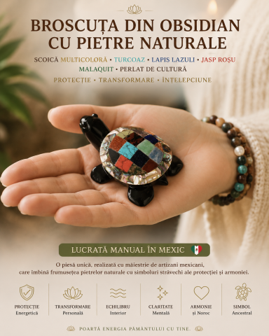 Broscuta Feng Shui din Obsidian Negru Mexican cu Pietre Naturale – Protectie si Noroc [1]