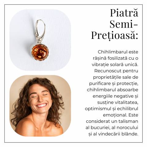 Piatra caldurii si linistii – Cercei simpli cu chihlimbar si montura argint 925 [5]