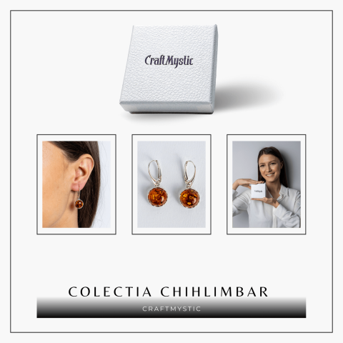 Piatra caldurii si linistii – Cercei simpli cu chihlimbar si montura argint 925 [6]