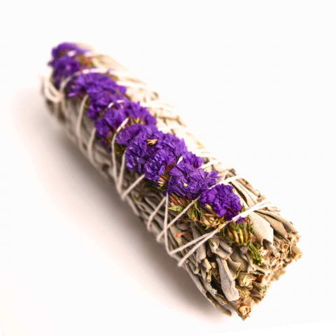 Cristale pe beneficii - Buchet Salvie Alba California cu Grofite Mov / Sinuata - Echilibru si Claritate