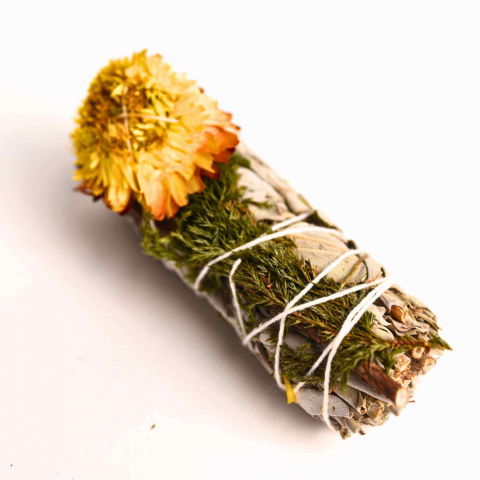 Buchet Salvie Alba California cu Cedru si Flori de Paie - Purificare si Protectie [0]