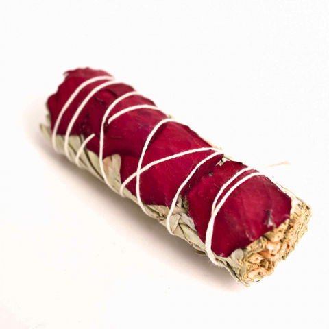 Incredere si Curaj - Buchet Salvie Alba California cu Petale de Trandafir Rosu – Purificare si Iubire