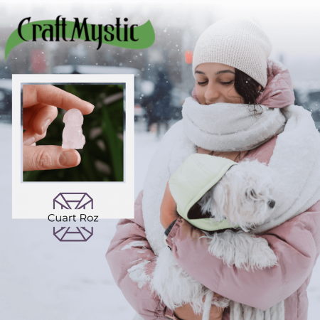 Figurina Artizanala 30mm Catelus din Cuart Roz [5]