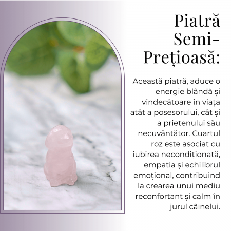 Figurina Artizanala 30mm Catelus din Cuart Roz [4]