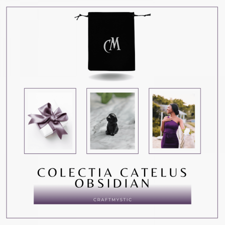 Figurina Artizanala 30mm Catelus din Obsidian [7]