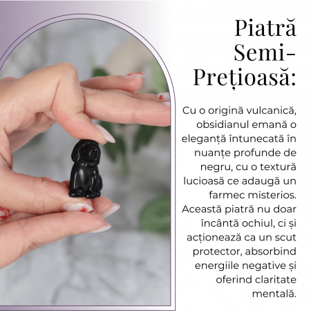 Figurina Artizanala 30mm Catelus din Obsidian [2]