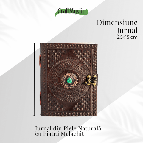 Jurnal din piele naturala cu piatra Malachit – Talisman pentru echilibru si claritate interioara [4]