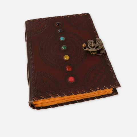 Calatorie interioara – Jurnal din piele naturala cu pietre 7 chakre si hartie de bumbac [0]