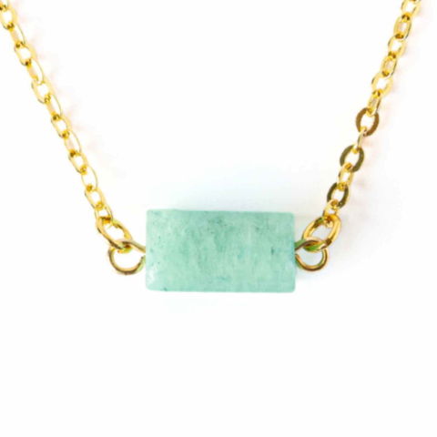 Cristale pe beneficii - Calm si Echilibru – Colier cu Pandantiv Hexagonal din Amazonit Natural pe Lant de Cupru