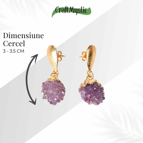 Cercei Aurii cu Ametist Natural Brut – Eleganta si Energie Feminina [4]