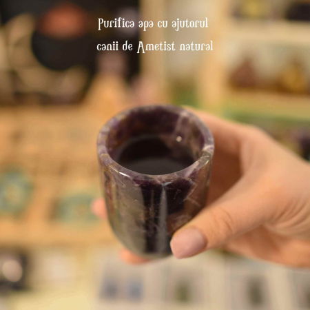 Pahar din Cristal de Ametist Chevron Sculptat Manual Capacitate de 200ml Experienta Spirituala in Fiecare Inghititura [1]