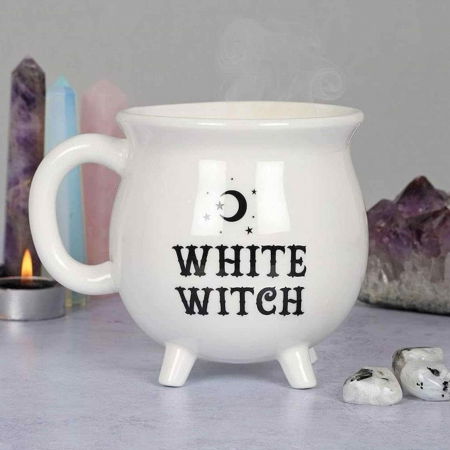 Cana Alba "White witch" in Forma de Ceaun Magic - Inscrisa cu "Vrajitoarea Alba" - Cadoul Perfect pentru Iubitorii de Magie [4]