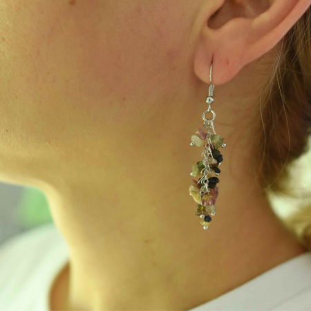 Cercei cu pietre semipretioase naturale din turmalina polisate pentru femei [1]