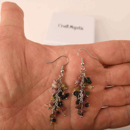 Cercei cu pietre semipretioase naturale din turmalina polisate pentru femei [3]