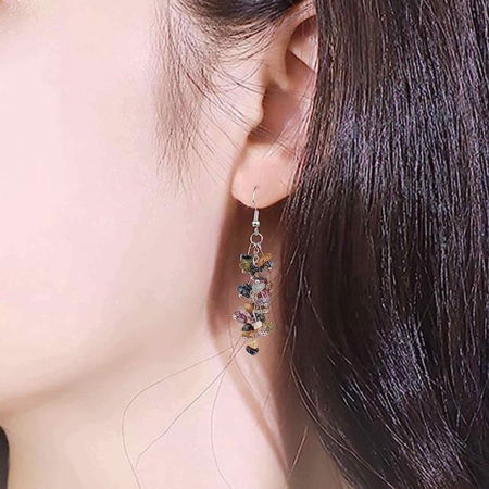 Cercei cu pietre semipretioase naturale din turmalina polisate pentru femei [6]