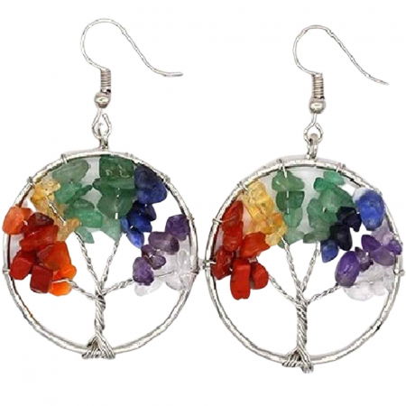 Cercei - Cercei arborele vietii - Realizati manual cu pietre semipretioase si cristale vindecatoare a celor 7 chakre