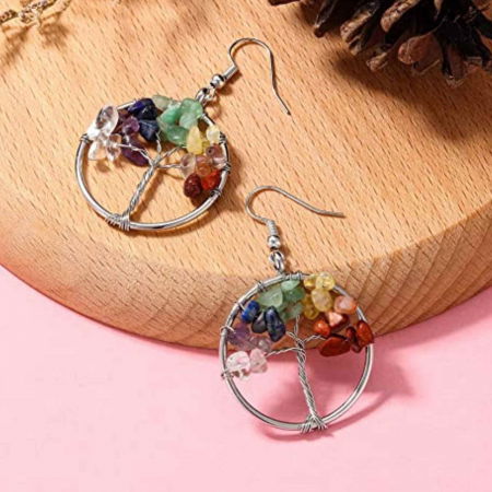 Cercei arborele vietii - Realizati manual cu pietre semipretioase si cristale vindecatoare a celor 7 chakre [3]