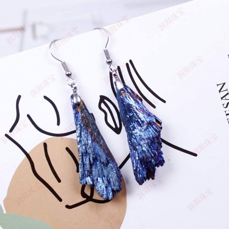 Cercei cu cristale naturale de turmalina si forma de pana 4-5 cm - Bijuterii pentru femei de moda retro [2]