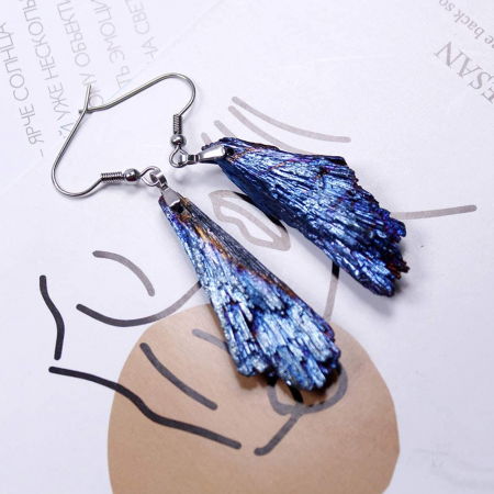 Cercei cu cristale naturale de turmalina si forma de pana 4-5 cm - Bijuterii pentru femei de moda retro [3]