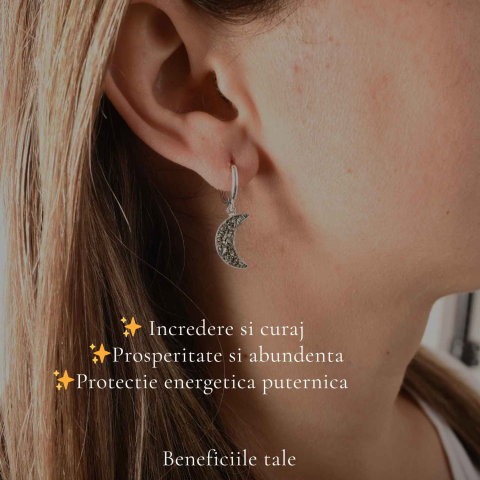Cercei argint 925 semiluna cu Pirita – protectie si energie feminina puternica [2]