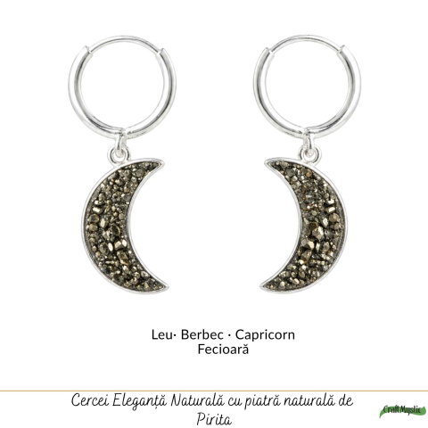 Cercei argint 925 semiluna cu Pirita – protectie si energie feminina puternica [4]