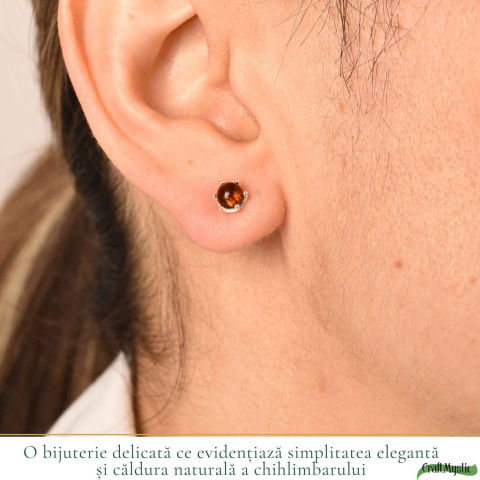 Cercei Argint 925 Biluta cu Chihlimbar – Eleganta Minimalista si Energie Naturala [1]