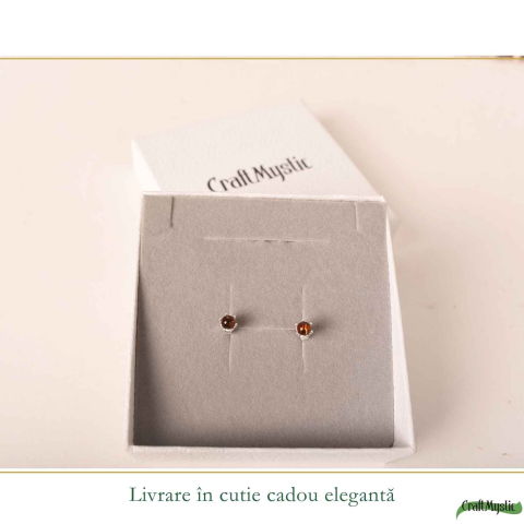 Cercei Argint 925 Biluta cu Chihlimbar – Eleganta Minimalista si Energie Naturala [5]