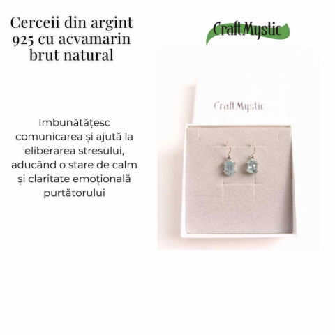 Cercei Argint 925 cu Acvamarin Brut - Energie si Claritate [2]