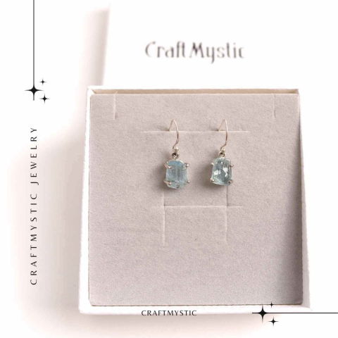 Cercei Argint 925 cu Acvamarin Brut - Energie si Claritate [5]