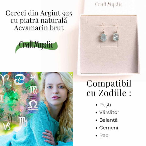 Cercei Argint 925 cu Acvamarin Brut - Energie si Claritate [3]